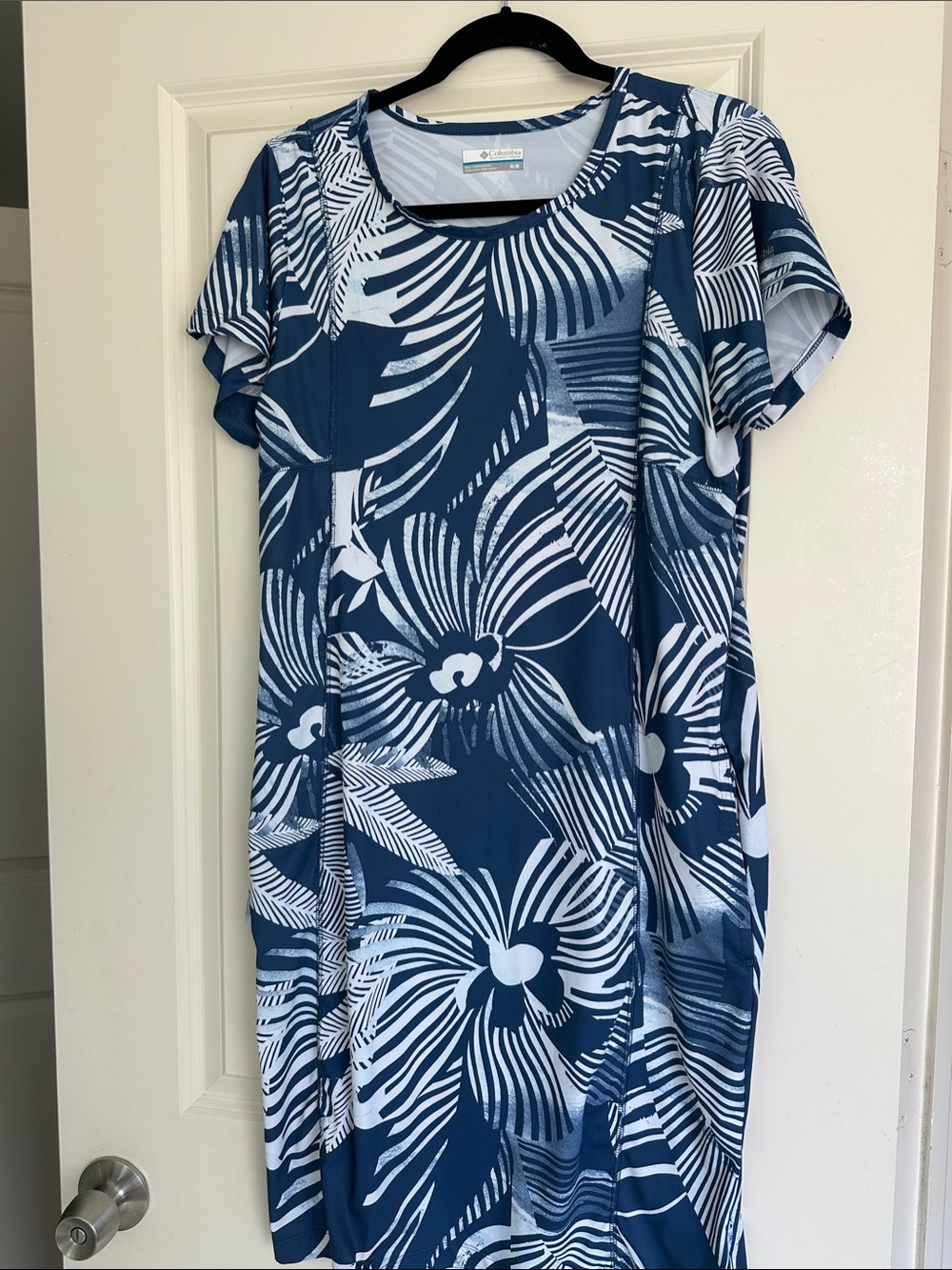 Columbia Blue and White Floral Midi Dress- great for summer